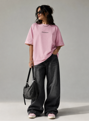 T-Shirt Rose Oversize – Broderie Noire