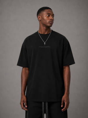 T-Shirt Noir Oversize – Broderie Noire