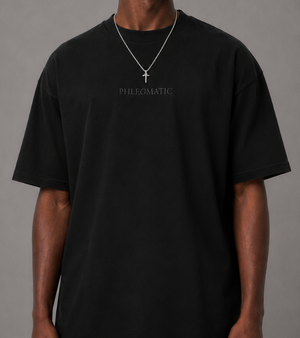 T-Shirt Noir Oversize – Broderie Noire