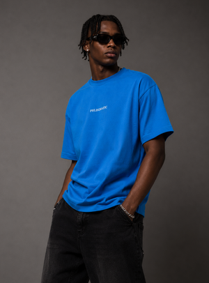 T-Shirt Bleu Oversize – Broderie Blanche
