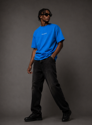 T-Shirt Bleu Oversize – Broderie Blanche