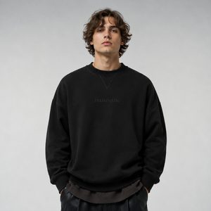 Black Crewneck – Black Embroidery